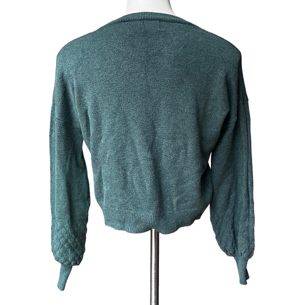 Dreamers by Debut Crewneck Cropped Green Sweater, Sz XS - Picture 6 of 14
